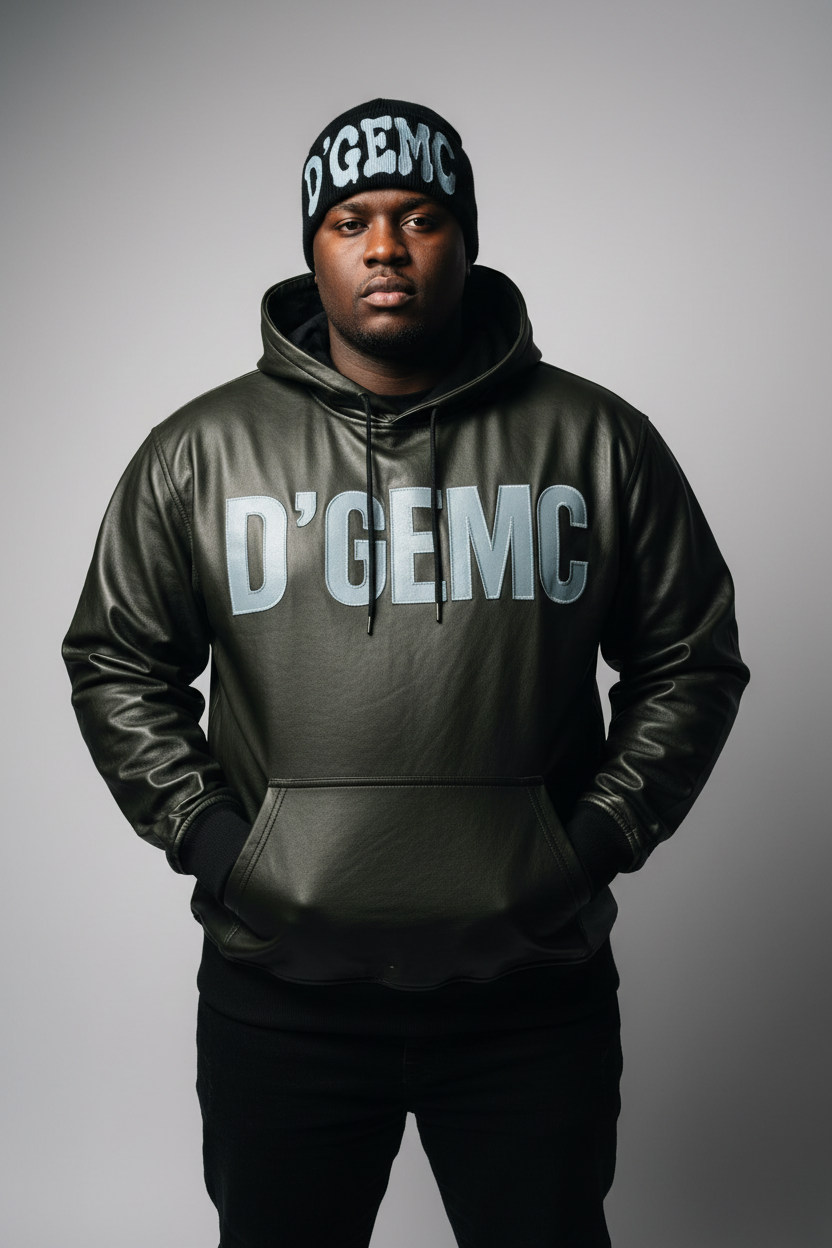 D'GEMC Leather Pullover on Male Model